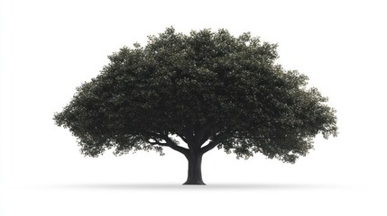 Majestic oak tree isolated on white background, nature design element