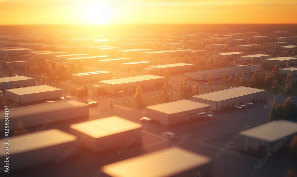 Aufkleber an aerial view of a modern distribution center showcasing innovative architecture and logistics desi