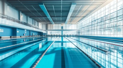 Bright and Modern Indoor Swimming Pool with Clear Water Reflections