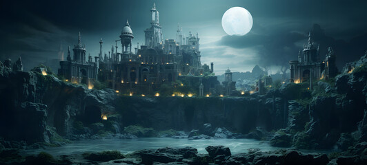 A miniature atlantis world model was created using delicate origami techniques to create a three-dimensional effect, Ai Generative