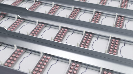 An image of the production line for mass-produced tablets.