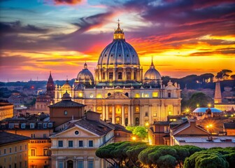 Fototapeta premium Vatican City Dome St. Peter's Basilica Majestic Cityscape Panoramic View