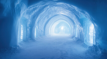 Obraz premium Frozen Ice Cavern with a Mystical Glow Inside