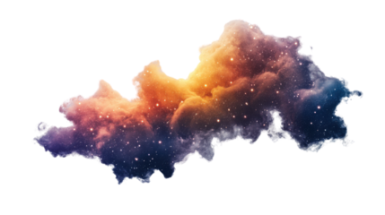 Colorful nebula cloud floating in space with transparent background