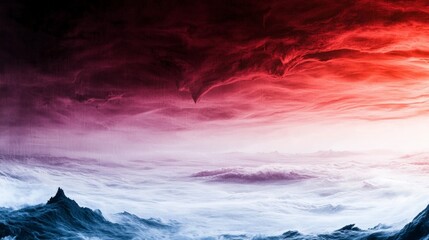Fototapeta premium Dramatic Red Purple Sky Fantasy Landscape Abstract Background Artistic Cloudscape