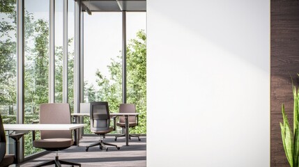Modern Office Space  Coworking Area with Blank Poster