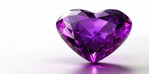 Fototapeta premium Vibrant Purple Amethyst Heart Gemstone, Isolated on White Background - Perfect for Jewelry Design