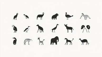 African wildlife silhouettes, art, background, design, illustration