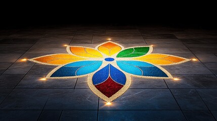 Colorful South Indian Kolam Designs for Festive Rangoli Backgrounds