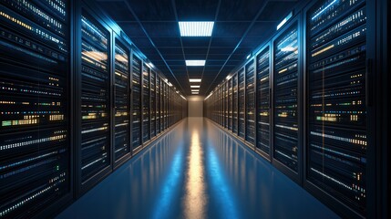 Illuminated Server Racks in Modern Data Center