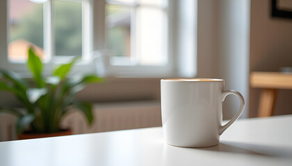 Steaming coffee cup on bright minimalist table - a refreshing start to the day for lifestyle bloggers and coffee brands