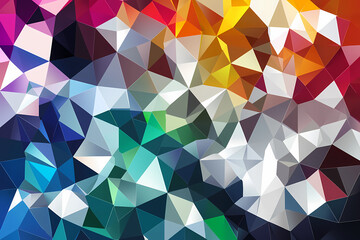 Obraz premium A vibrant digital artwork with dynamic abstract triangles in various colors and gradients, creating a modern and geometric style.