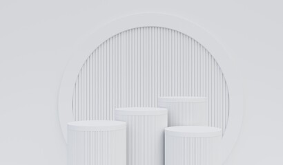 white podium white background For product advertising, 3d illustration