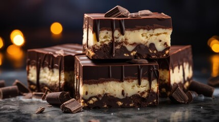 Chocolate fudge brownies with chocolate drizzle