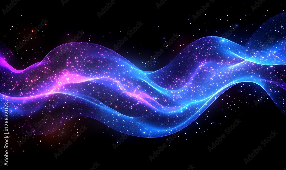 Poster A vibrant abstract wave illustration representing interconnected data concepts in a visually striking manner.