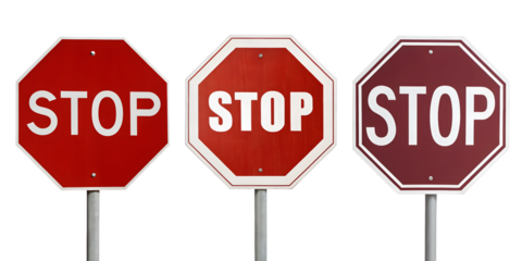 Stop Sign on White Background for Bold Warning and Traffic Symbols, PNG Transparent