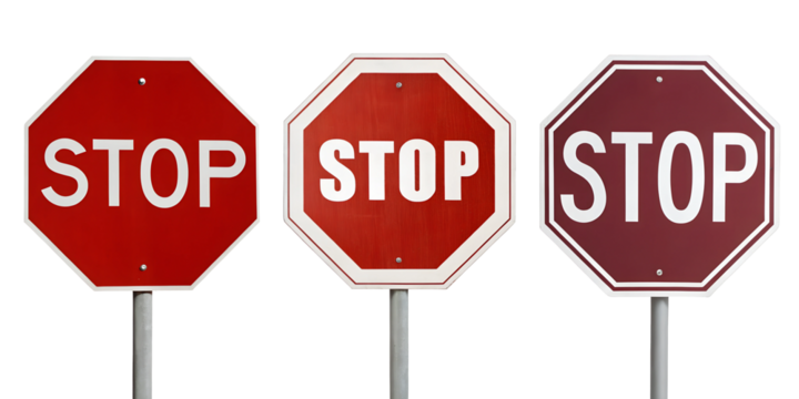 Stop Sign on White Background for Bold Warning and Traffic Symbols, PNG Transparent - Powered by Adobe