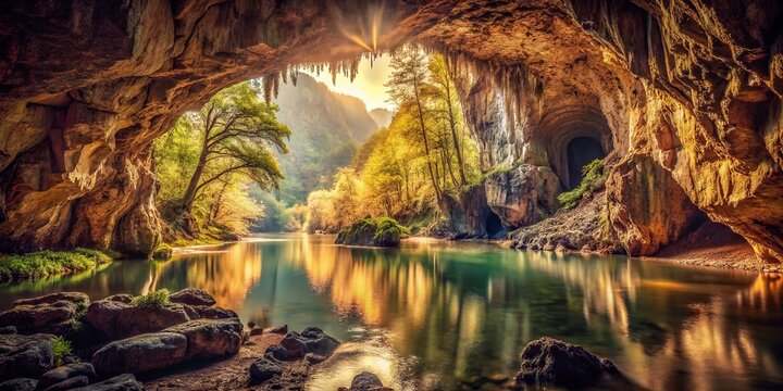 Vintage Style Photo: Skocjan Caves & Pilka River - Slovenia's Natural Wonder