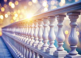 Fototapeta premium Vintage White Balustrade Isolated Clipping Path - Elegant Architectural Detail Stock Photo
