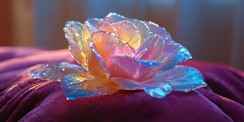 Iridescent Glass Rose Artwork Stunning Detail