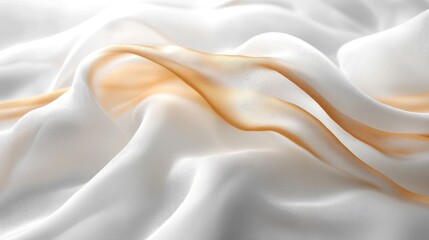 Soft, flowing fabric draped elegantly with gentle light reflections, creating a serene atmosphere