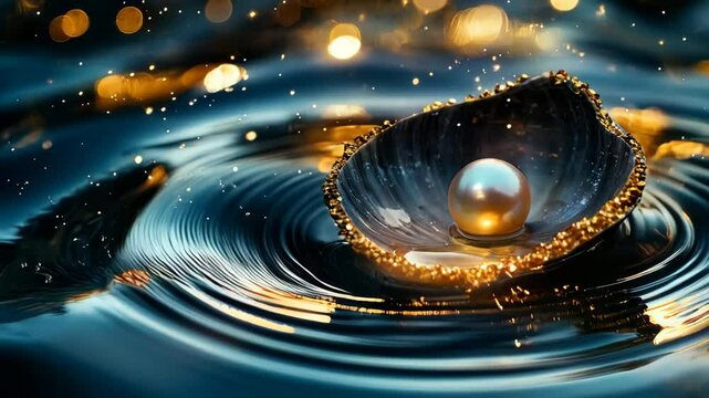 Pearl inside a seashell. Beautiful pearl in the shell.