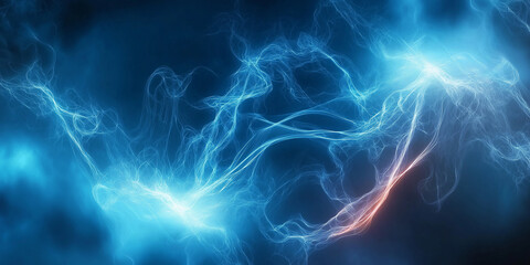 Fototapeta premium Blue and orange plasma energy arcs creating a futuristic background