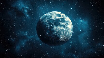 Obraz premium Stunning view of the moon in a starry night sky, showcasing celestial beauty and cosmic wonder