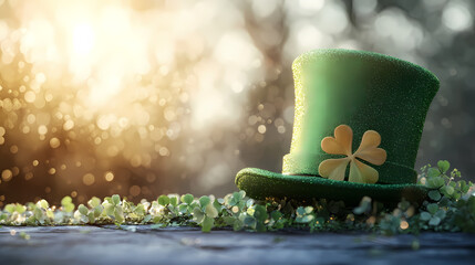 St. Patrick's Day Decoration with Green Hat and Shamrock