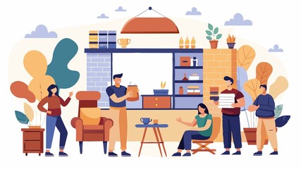 A community-focused furniture store concept supporting local artisans and designers, showcasing handcrafted furniture pieces and unique designs, fostering a sense of community and building strong rel