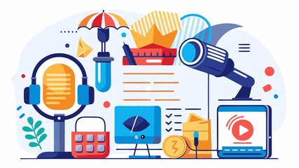 A specialized podcast production agency concept focusing on a specific podcast niche or genre, such as true crime, business, or comedy, offering specialized expertise, tailored production services, a