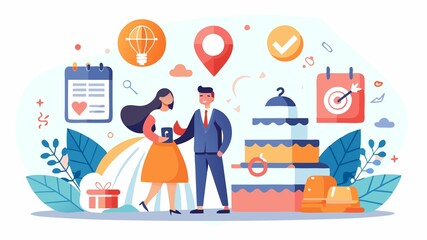 A creative wedding planning business concept emphasizing unique design concepts, innovative event formats, and personalized experiences, creating memorable and impactful weddings that reflect the cou