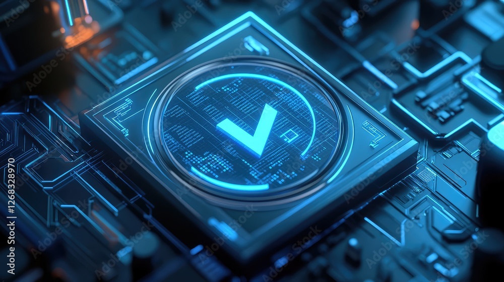 Poster a high-tech contract verification process in a digital environment, symbolizing secure agreements. c