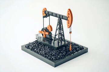 Pumpjack oil rig extraction, studio, energy, white background, industry