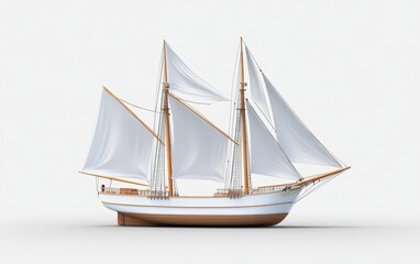 Obraz premium Classic Sailing Ship Side View with White Sails