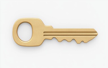 Golden Key on Plain Background for Creative Use
