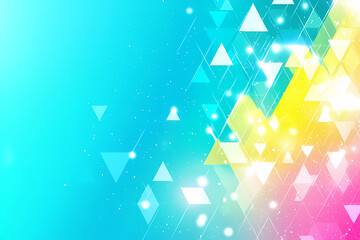 A minimalist abstract triangle background in shades of blue and green, with a central point emitting a soft glow.