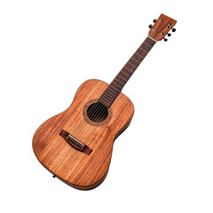 Naklejka premium An elegant acoustic guitar showcasing natural wood grain and craftsmanship. transparent background