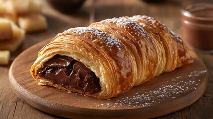 Delicious Chocolate Croissant Pastry with Flaky Layers