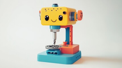 Fototapeta premium Playful and Colorful Toy Drill with Cute Facial Expression