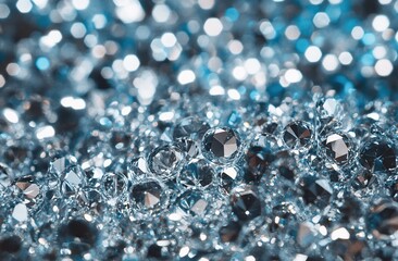 Brilliant Sparkling Diamonds: A Close-Up View of Glistening Gems, Reflecting Light Beautifully