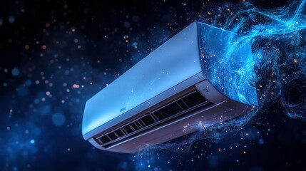 Air conditioner, energy, cooling, dark, sparks, advertising, technology, home, system, efficient