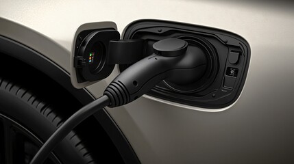 Electric car charging port, close-up