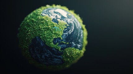 Fototapeta premium world earth hour day concept. Conceptual Digital of an Eco Friendly and Sustainable Planet Earth in the Dark Void of Space