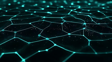 Obraz premium Abstract Dark Background with Glowing Blue Hexagonal Grid Pattern