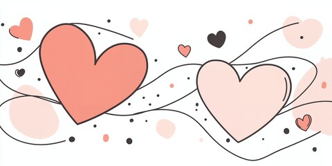 Romantic Love Hearts Design Abstract Valentine s Day Illustration Pink and Coral Hearts on White