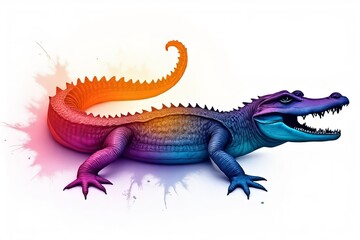 Fototapeta premium Colorful Artistic Alligator Illustration on White Background