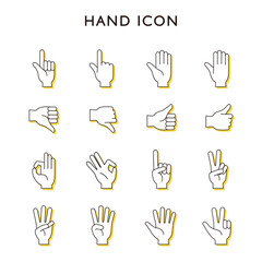 ハンドサイン　アイコン　指　セット　バリエーション　イラスト　ベクター　ジェスチャー　手　シンボル