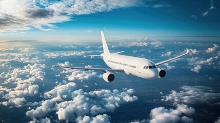 Obraz premium Airplane Soaring Above Cloudscape: A Stunning Aerial View