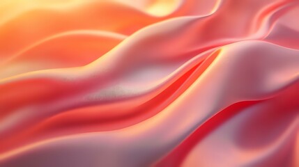 Obraz premium Smooth flowing abstract waves in vibrant coral and pink tones create dynamic movement against soft gradient background, suitable for luxury branding and modern design projects.